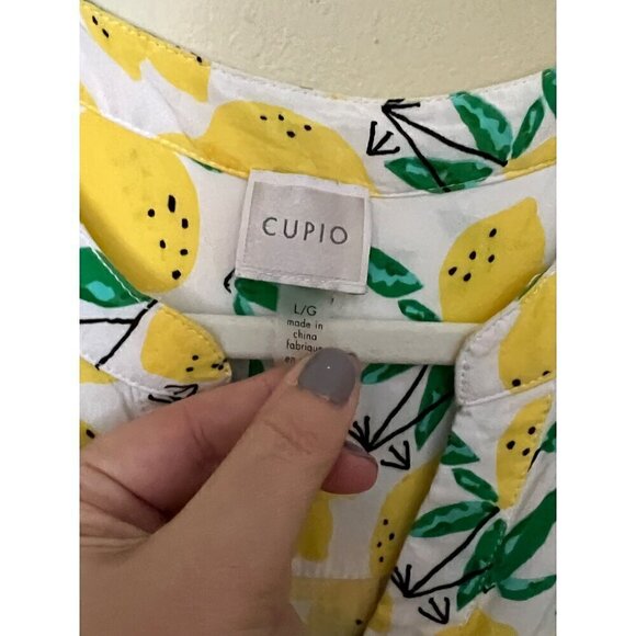 Cupio Sleeveless Lemon Print‎ Dress L/G Novelty Vaction Summer - Picture 3 of 11